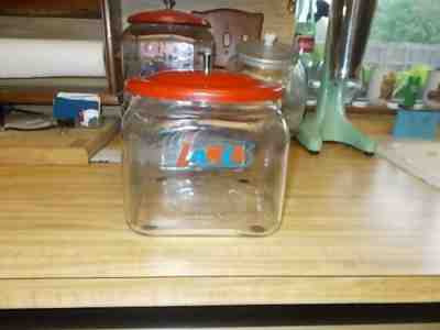 Vintage Squatty Lance Advertising Store Display Jar w/ Original Metal Lid MINT!