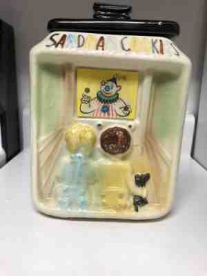 Vintage American Bisque Sandman Cookies Clown Flasher Cookie Jar RARE!!