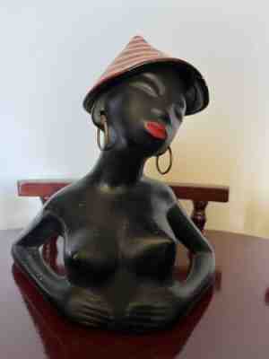 EXTREMELY RARE Vintage Barsony Black Lady Figurine with Hat