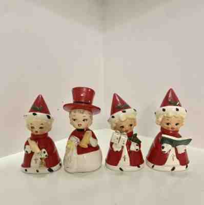 Vintage Christmas M Figurine Boy Girl Carolers Top Hat Japan Napco style