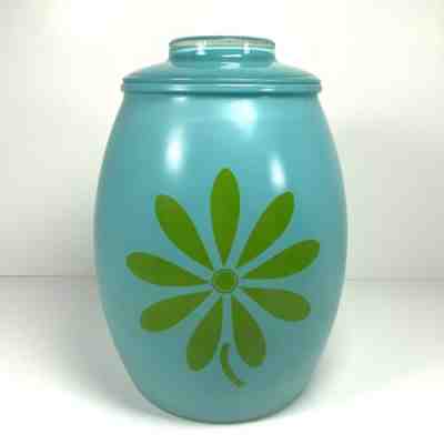 Vintage Bartlett Collins Cookie Jar - Turquoise Green Daisy Flower 10" Retro MCM