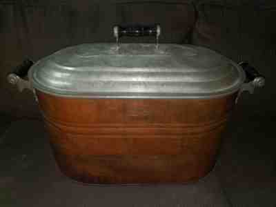 Vtg Cream City Milwaukee Copper Boiler Lid Wash Tub Wood Handles ð??? Antique
