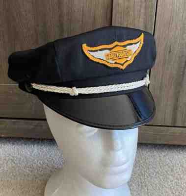 Vintage Harley Davidson Motorcycle Captains Hat With Patch 6 7/8