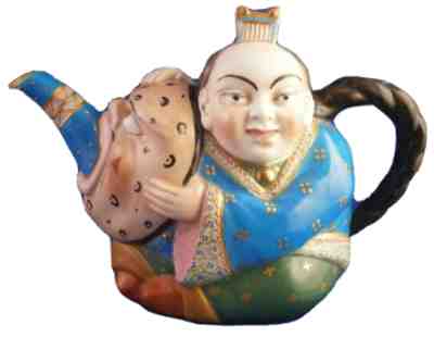 Antique 19thC Minton Porcelain Figural Teapot Tea Pot Porzellan Teekanne Mintons