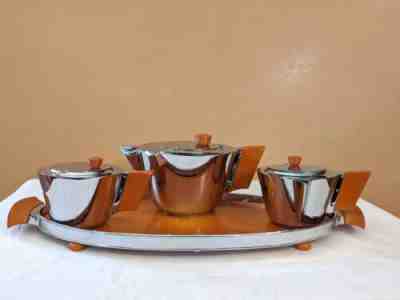 30s rare Bakelite ART DECO TEA Set Chrome Catalin Tea Set Manning Bowman Teapot