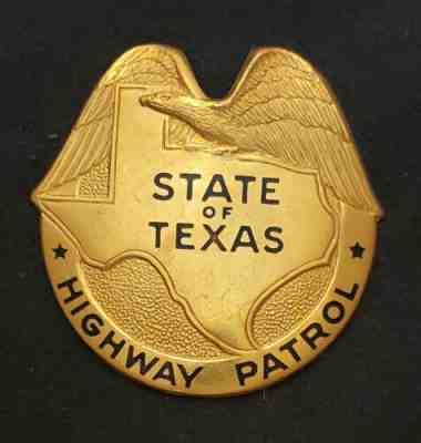 Vintage obsolete 1940s Texas Highway Patrol gold officers Hat Badge