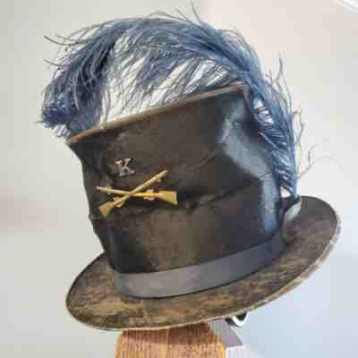 Vintage Civil War Indian Wars Union Infantry K Beaver Hat Feather w Maker Marks