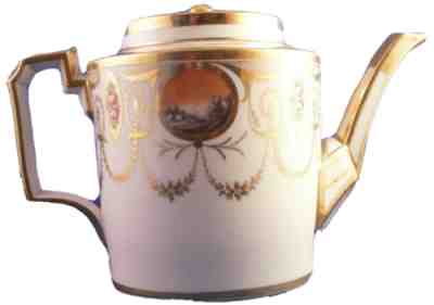 Antique 18tC Paris Porcelain Scenic Teapot Porzellan Kanne French Tea Pot France