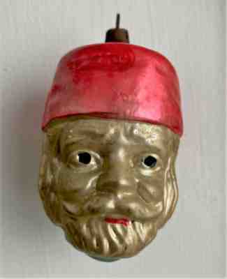 RARE Antique German Christmas Glass Ornament - FISHERMAN WEARING FUR HAT
