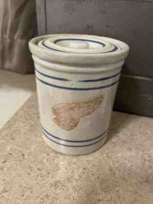 Rare vintage redwing mini crock jar with lid 4 1/4 inch tall