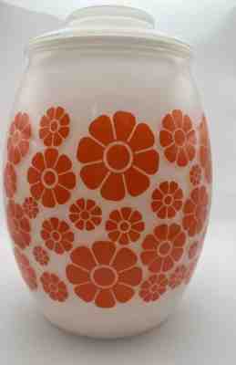Vintage Bartlett Collins Cookie Jar White with Orange Daisies Flowers MCM