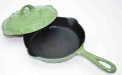 SCARCE GRISWOLD #3 CAST IRON GREEN ENAMEL WITH LID #463 1925