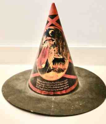 Antique Vintage Halloween Life Size WITCH HAT Cardboard Paper Pulp 12" Tall