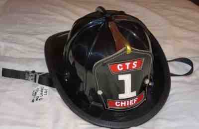 Vintage 1987 Fire Chief CTS Fireman Firemen Hat Helmet Cairns Bros Leather Mint
