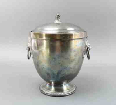 Reed & Barton Vintage Silverplate Lion's Head Handled Ice Bucket With Lid #229