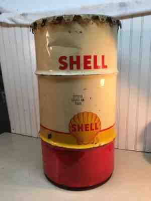 Vtg 16 gallon oil gas drum can SHELL OIL Motor Oil Grease Garage Can Lid