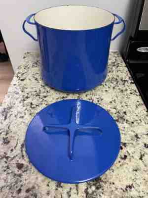 Dansk Kobenstyle France VTG RARE Blue Enamelware 8 Qt Soup Stock Pot W/Lid MCM