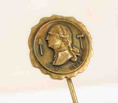 RARE ANTIQUE GEORGE WASHINGTON 1752 1902 MASONIC FREEMASON HAT STICK PIN RARE