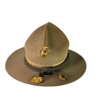 Antique Marine Corps USMC Drill Sergeant Hat Eagle Globe Anchor Hat Cord