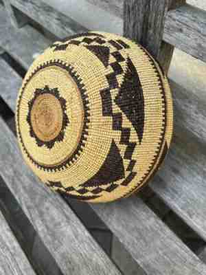 Exceptional Fine Antique Hupa Basket Hat Cap Basket, 7.6â?, Mint!
