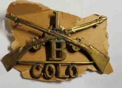 Antique Spanish American Indian War Colorado "B" Company HAT INSIGNIA HTF Rare