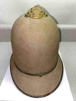 Army Green ANTIQUE POLICE OBSOLETE hat and badge Boston Early 1900â??s