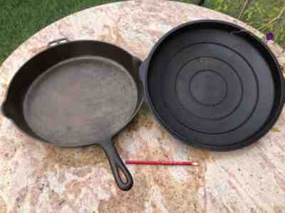 Wagner #14 Skillet and Ringed Skillet Cover - 1064 & 1073