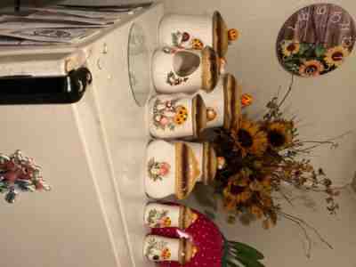 Vintage Merry Mushroom Sears Roebuck 70s/80s Ceramic Canister - Set of 4 - Japan