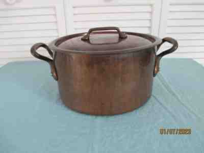 VINTAGE CRATE & BARREL COPPER TIN LINING STOCK POT/DUTCH OVEN WITH LID