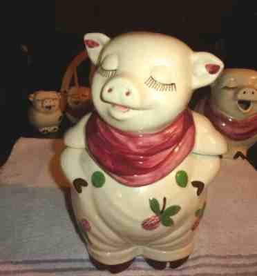 Old Vintage Original Shawnee Clover Pig Cookie Jar 11 1/4" Tall Late 1930/40's