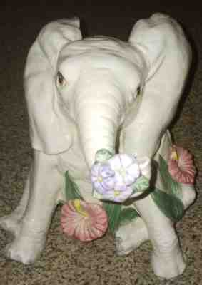 Vintage 1991 Fitz and Floyd White Elephant Cookie Jar from Rainforest Collection