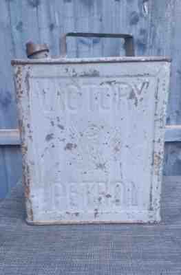 Vintage Victory Petrols 2 Gallon Petrol Oil Can Tin With Brass Lid