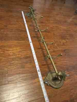 Vintage 39" Brass Horse Head Coat Rack Wall Hook Jacket Scarf Hat Hanger Western