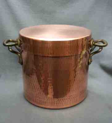 + VTG/ATQ HUGE 19LB MADE IN FRANCE HAND HAMMERED COPPER STOCKPOT W/SAUTE PAN LID