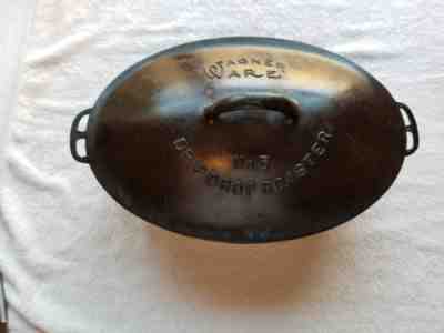 Rare Vintage Wagner Ware Drip Drop Baster No 5 Cast Iron Oval Roaster with Lid