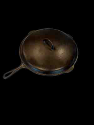 Griswold Cast Iron #12 Skillet and Lid Erie PA 472 719 B Rare Restored Heat Ring