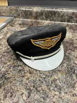 Vintage 1950'S HARLEY DAVIDSON MOTORCYCLE BIKER CAPTAIN'S HAT SIZE 7 1/4 USED