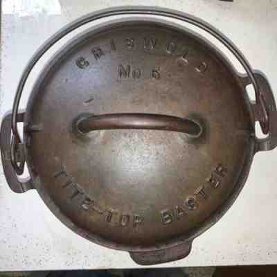 Griswold Erie 2605 Cast Iron #6 Big Logo Dutch Oven w/Tite- Top Baster Lid EX