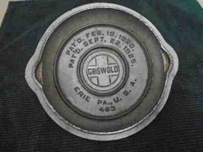 RARE GRISWOLD 6" LID COVER #463 FITS #3 CAST IRON SKILLET LARGE LOGO 1925 CHROME