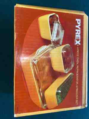 pyrex 4 piece oven refigerator freezer set NOS NIB Vintage Stock Corning 500-39