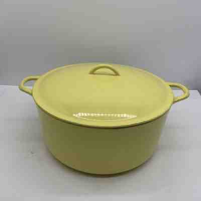 Descoware Belgium 16-QT Cast Iron Enamel Dutch Oven-2H FE Vintage Yellow Modern