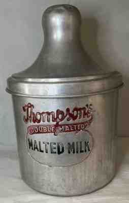 Vintage Antique Thompson's Malted Milk Container Jar Lid Old Dairy Candy Malt