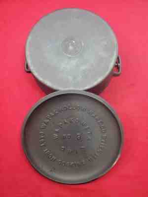 RARE #9 WAPAK INDIAN HEAD MEDALLION CAST IRON DUTCH OVEN w/ COVER LID NO RESERVE