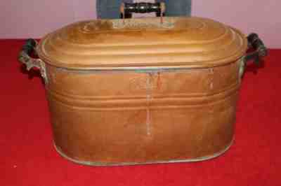 Large Antique Vintage CANCO All Copper Oval Boiler Cooker Wash Tub W/Lid