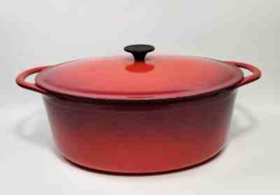Vintage Le Creuset Cousances 9.5 Qt #35 Red Oval Cast Iron Dutch Oven With Lid