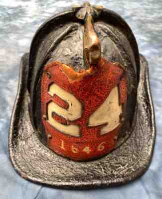 Vintage Cairns Leather Fire Helmet Hat Firefighter FD ? Ladder 24 NY New York NJ