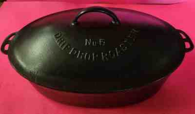 Wagner Ware Cast Iron 1285 Drip Drop Oval Roaster w/ 1285 with Raised Letter Lid