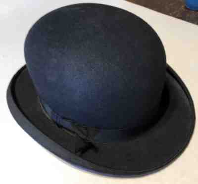 Rare Vintage No Name Hat Company Felt Derby Bowler Black 7 3/4 Pre-Stetson Hat
