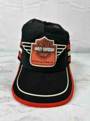 Vintage Harley Davidson Museum Snapback Trucker Hat 3 Three Stripes USA York PA