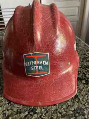 Vintage Bethlehem Steel E.D. Bullard 502 Hard Boiled Red Fiberglass Hard Hat